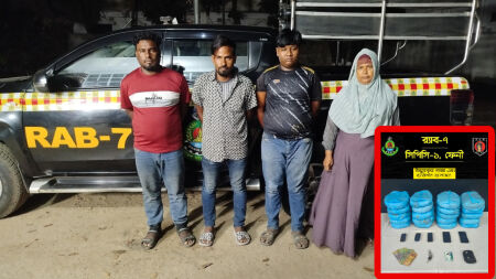 ফেনীতে ২০ কেজি গাঁজাসহ চার মাদক কারবারি গ্রেপ্তার