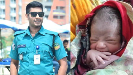 সন্তান জন্মের ১ ঘণ্টা পর পুলিশ সদস্যের দাফন