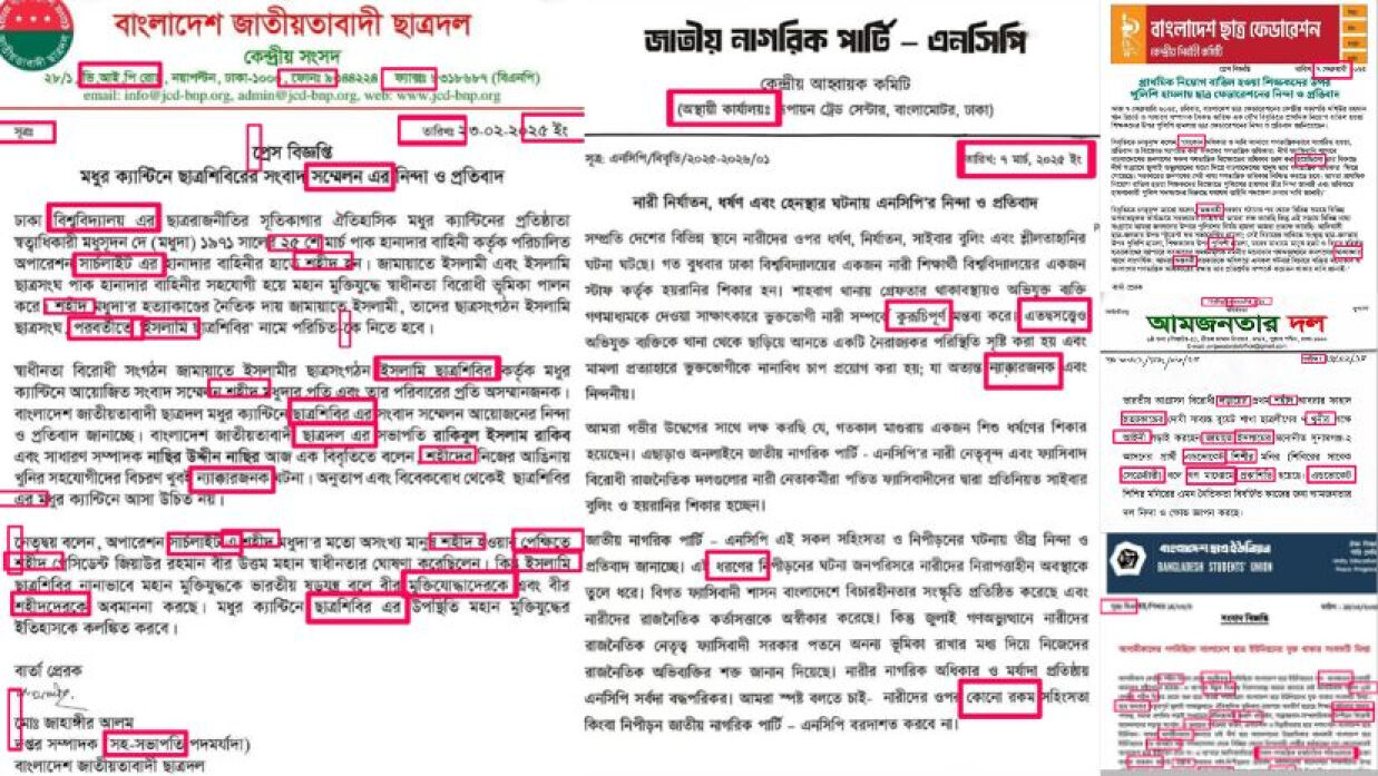 রাজনৈতিক দলগুলোর বিজ্ঞপ্তিতে অসংগতি ও ভুল বানানের ছড়াছড়ি