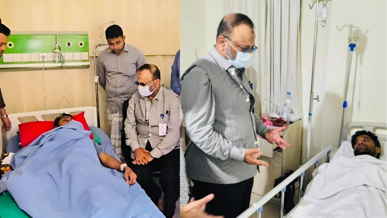 DU VC Niaz Visits Nur, Meghmallar, and Nazmul in Hospital