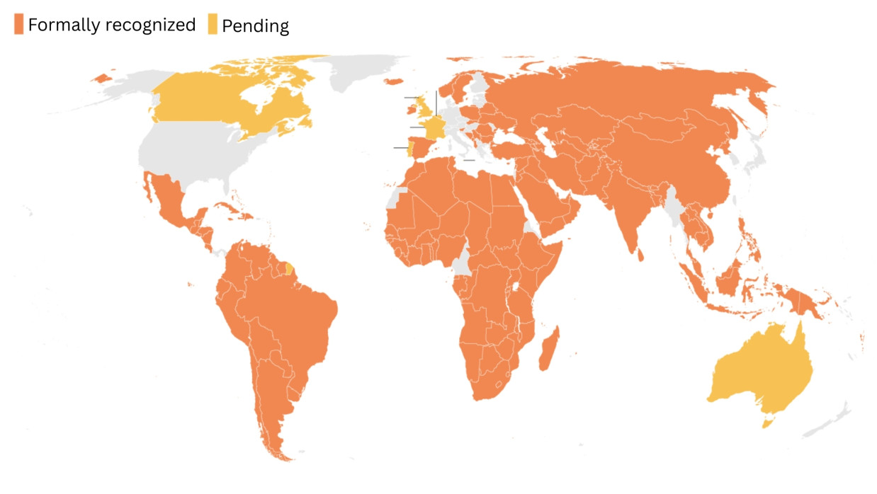 Countries that have recognized a Palestinian state