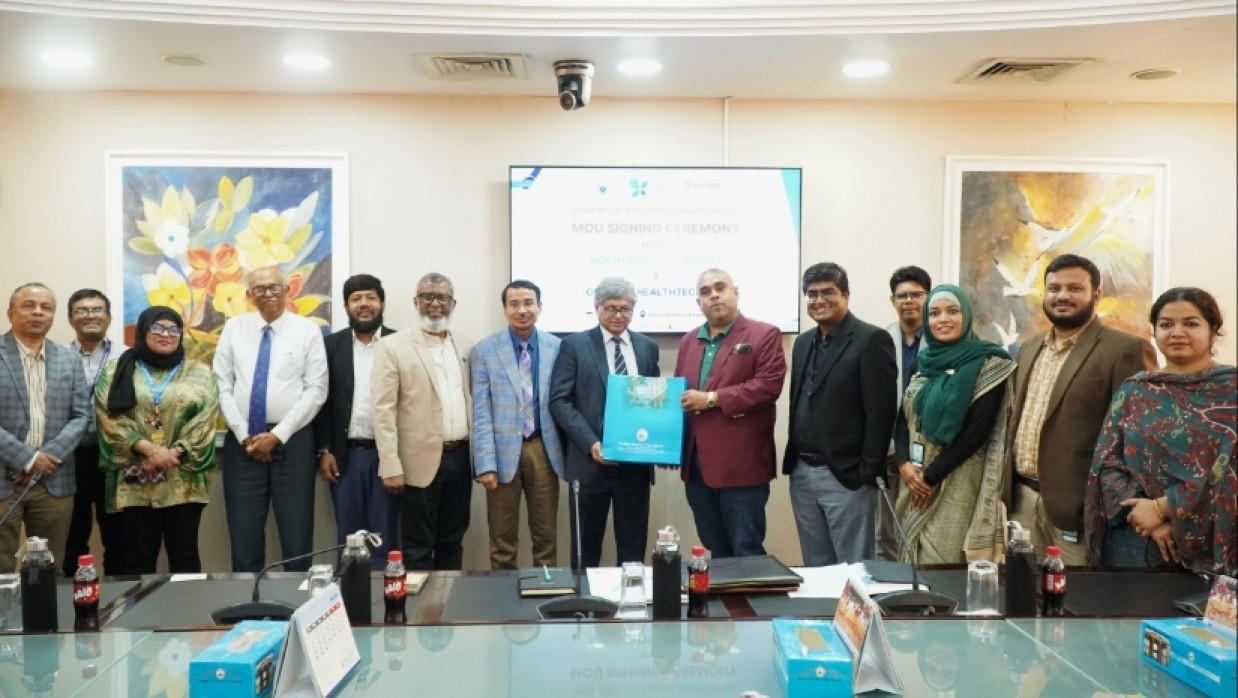 MoU signing ceremony between North South University and Grameen HealthTech Ltd.