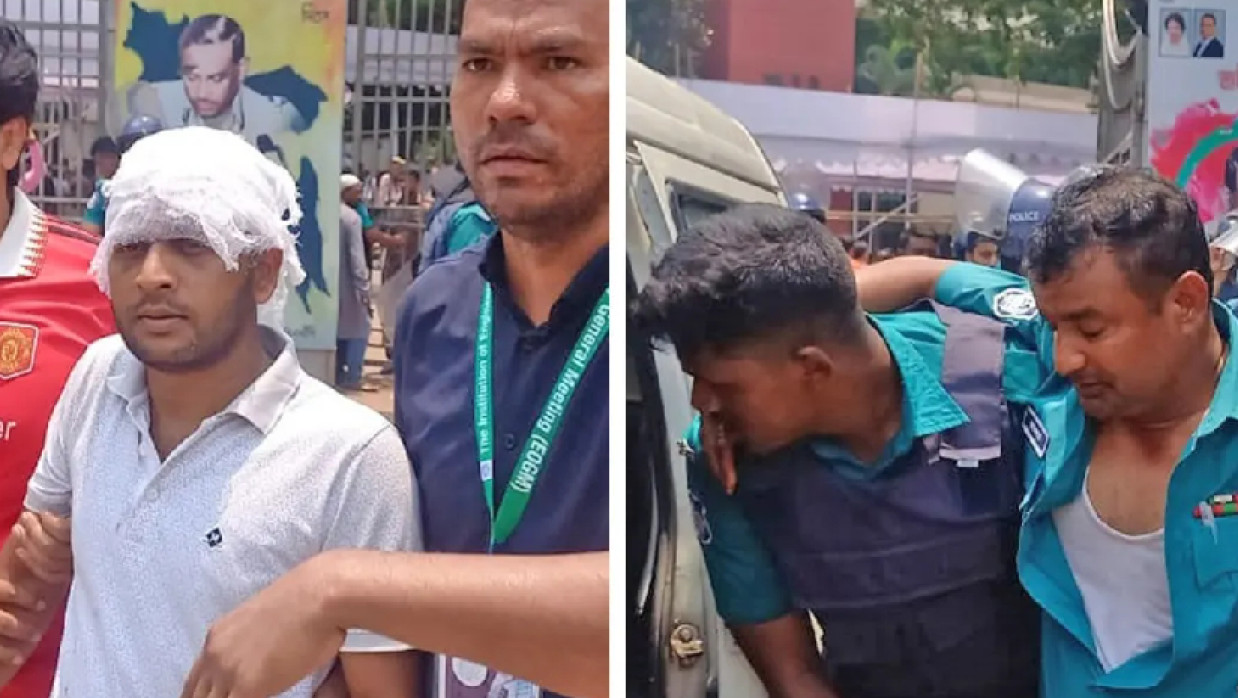  আওয়ামীপন্থি প্রকৌশলীদের হামলায় আহতরা। 