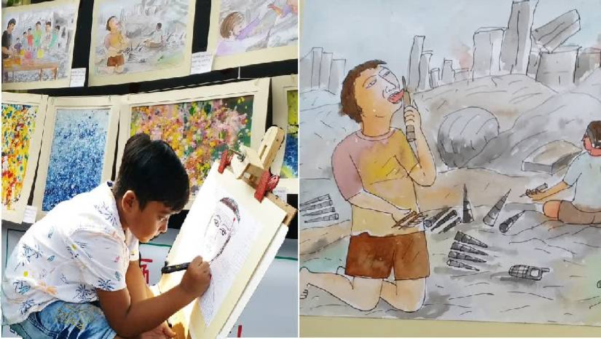 আর্ট করছে শিশু