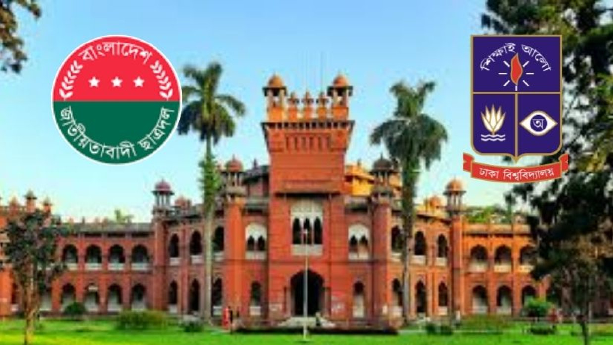 ঢাকা বিশ্ববিদ্যালয়ের কার্জন হল, ঢাবি ও ছাত্রদলের লোগো