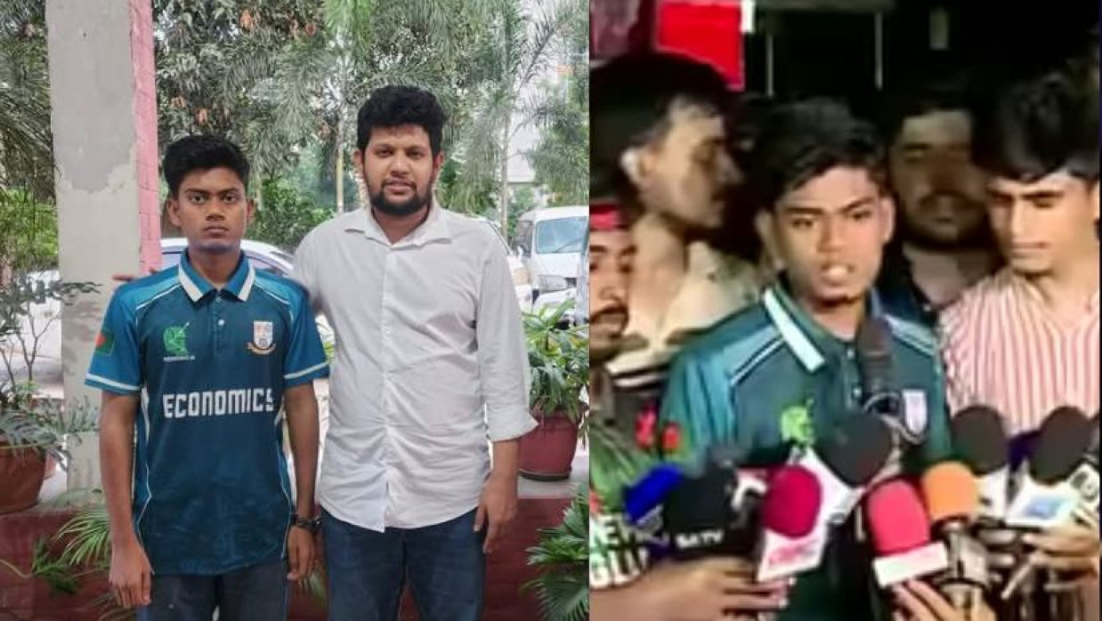 উপদেষ্টা মাহফুজ আলম এবং জবি শিক্ষার্খী ইশতিয়াক