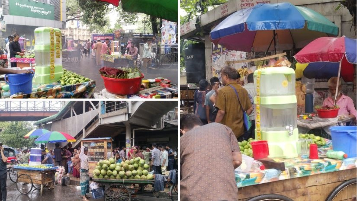 শাহবাগ এলাকার কয়েকটি ভ্রাম্যমাণ দোকালে চলছে বেচাকেনা