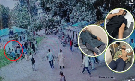 রংপুরে হামলার ঘটনা এবং  ইনসেটে চট্টগ্রাম কমার্স কলেজের আহতরা