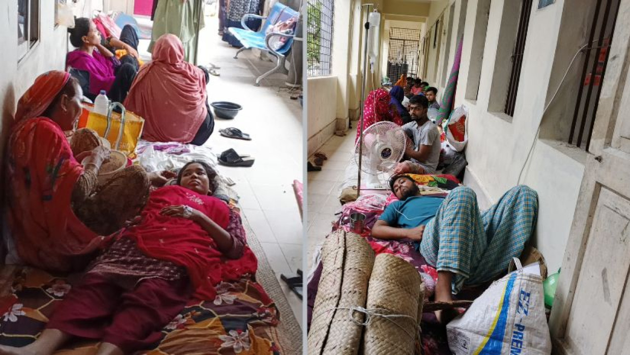 হাসপাতালের বারান্দায় চিকিৎসা নিচ্ছেন রোগীরা