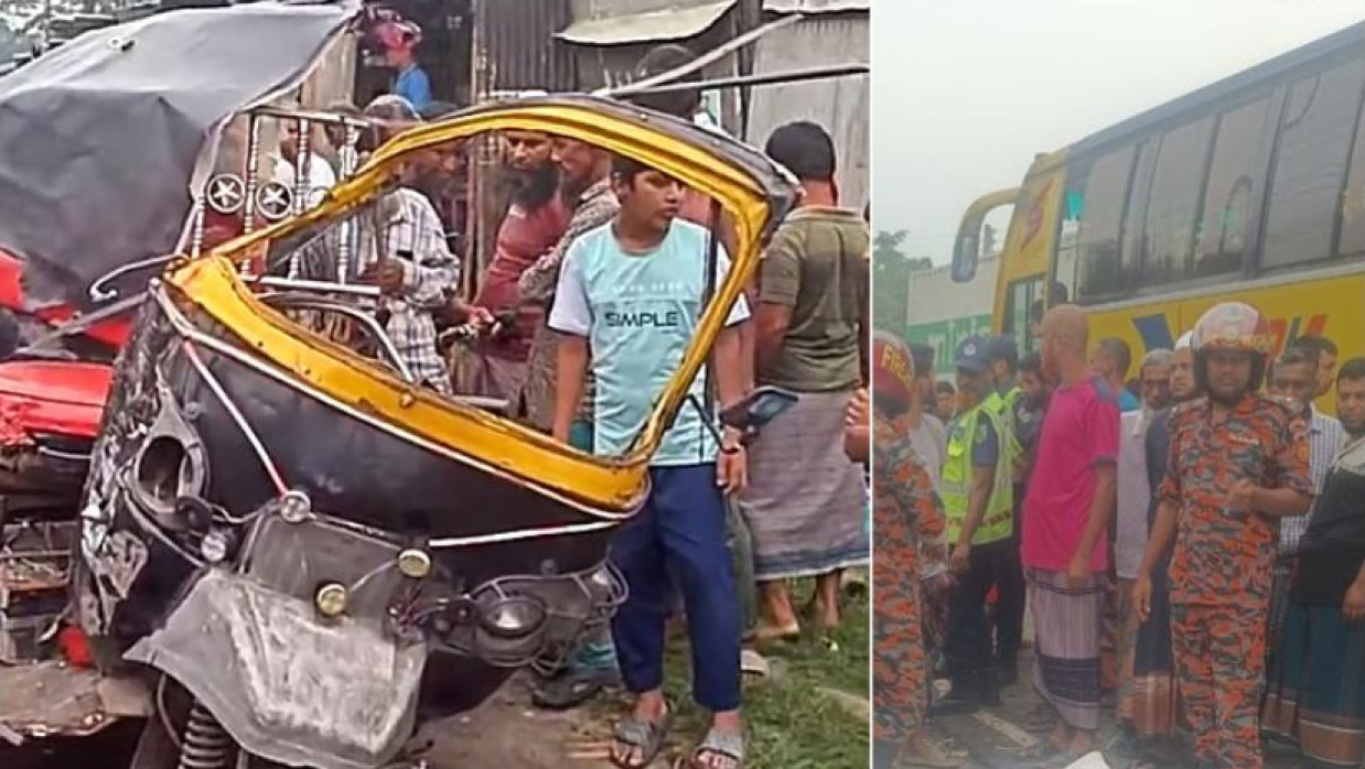 ফরিদপুরে বাসের সঙ্গে মাহিন্দ্রার মুখোমুখি সংঘর্ষ