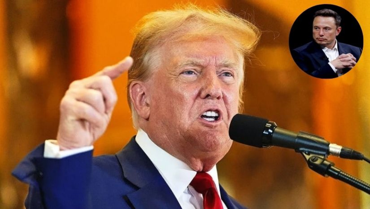 ডোনাল্ড ট্রাম্প ও ইনসেটে ইলন মাস্ক