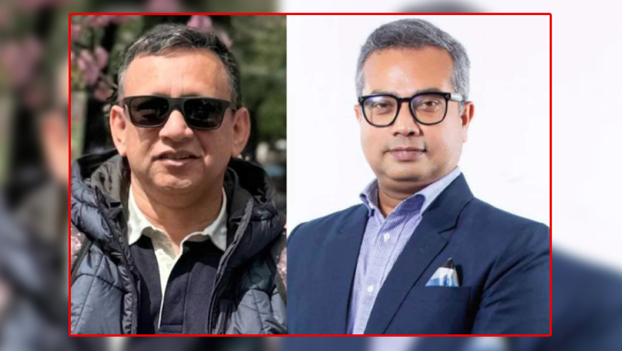 বায়ে পাইলট সাইফুজ্জামান গুড্ডু ও ডানে টিম গ্রুপের ব্যবস্থাপনা পরিচালক আব্দুল্লা হিল রাকিব