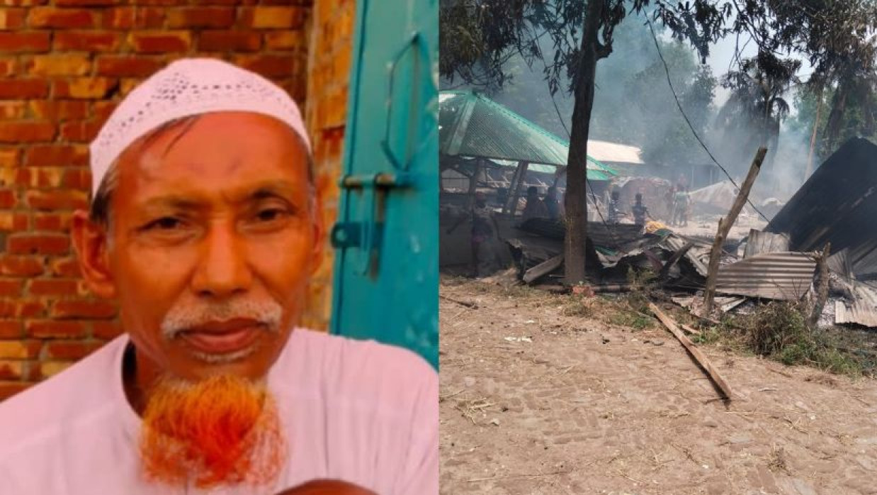 নিহত ইমাম গনি মোল্লা এবং অভিযুক্তের বাড়িঘর ভাঙচুরের চিত্র