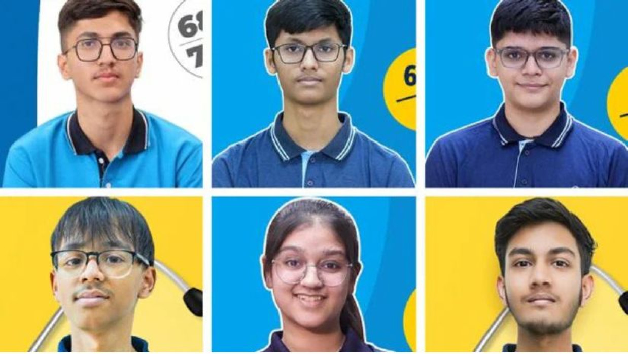 নিট পরীক্ষায় প্রথম থেকে পঞ্চম স্থানাধিকারী (উপরের বাঁ-দিক থেকে ডানদিক পর্যন্ত), সপ্তম স্থানাধিকারী (নীচের ডানদিকে)