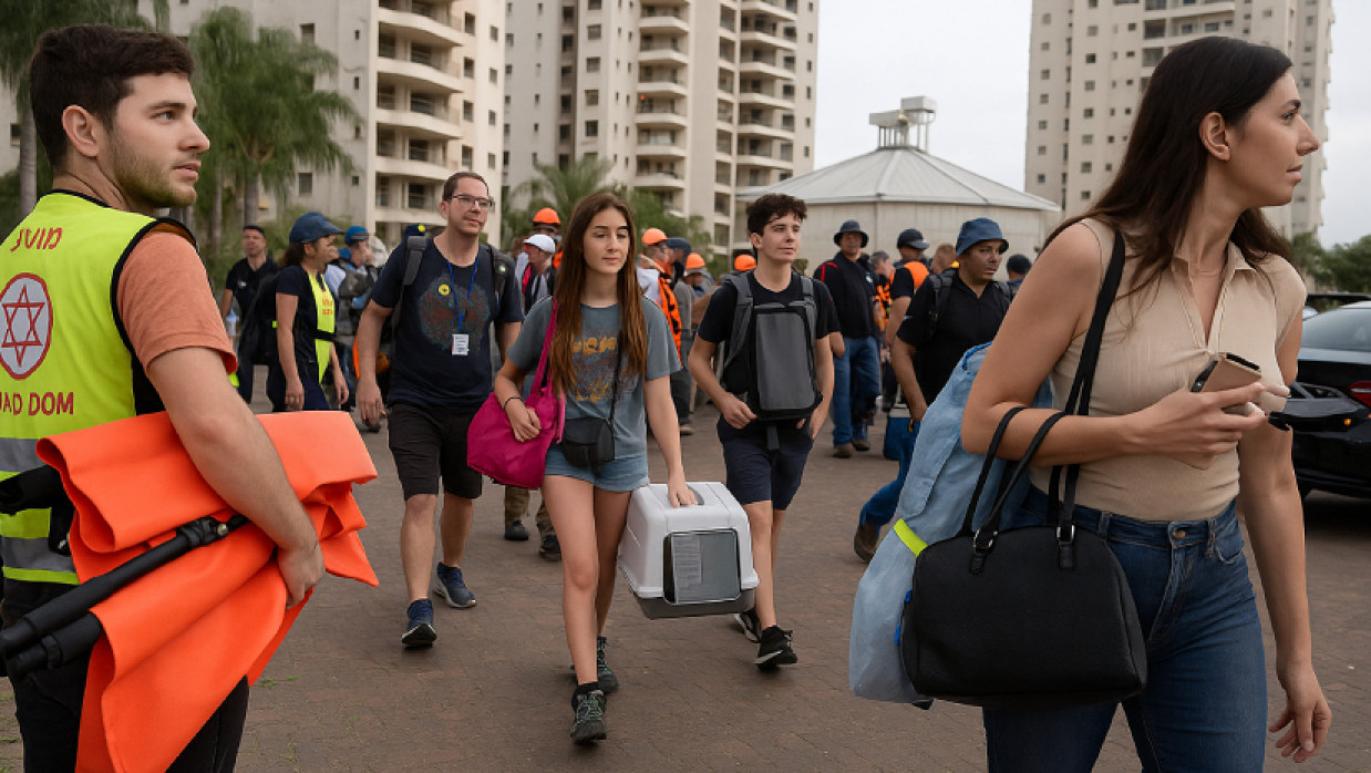 ইসরায়েলের ক্ষেপণাস্ত্র হামলার পর ইরানের একটি আবাসিক ভবন ছেড়ে বাসিন্দারা বেরিয়ে আসছেন