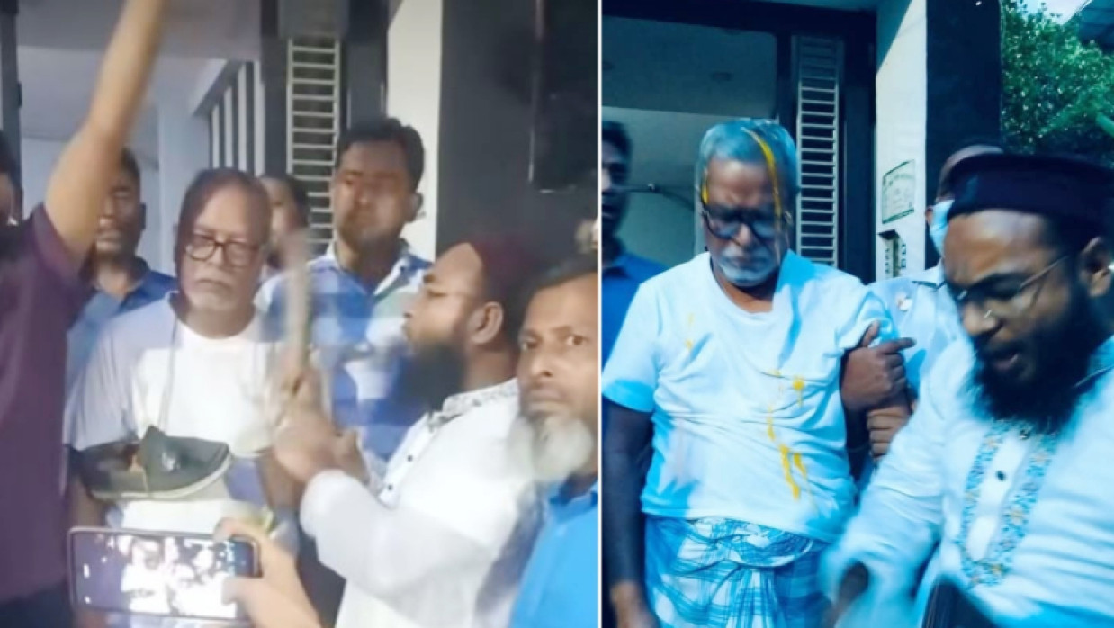 নূরুল হুদাকে চপেটাঘাত ও ডিম নিক্ষেপ