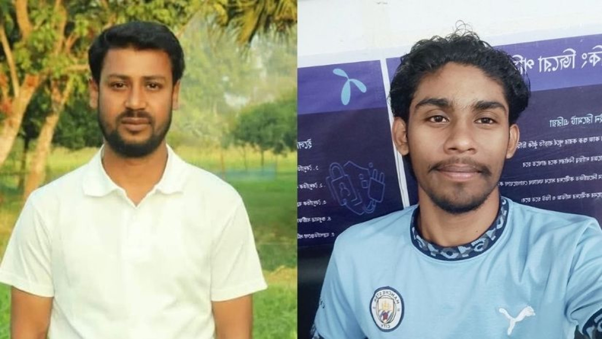 স্বেচ্ছসেবক দল নেতা মিলন (বামে) ও ছাত্রলীগ কর্মী বায়েজিদ (ডানে)  