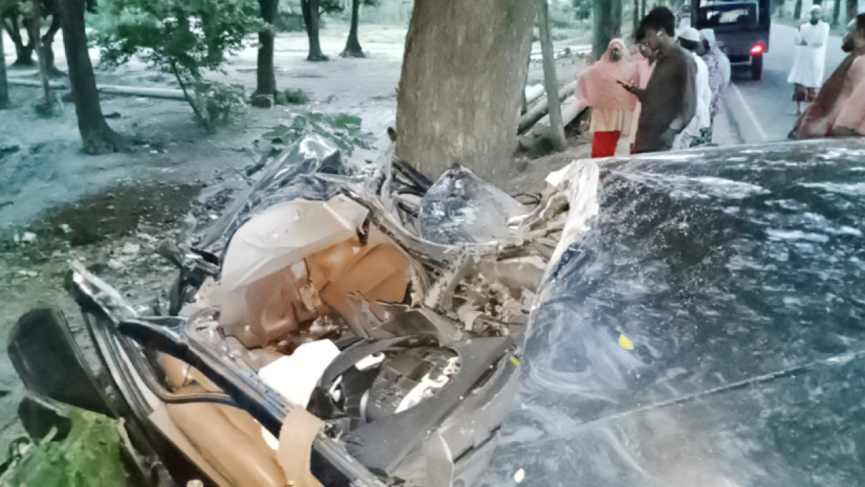 গাছের সঙ্গে ধাক্কা খেয়ে ঘটনাস্থলেই প্রাণ হারিয়েছেন দুজন