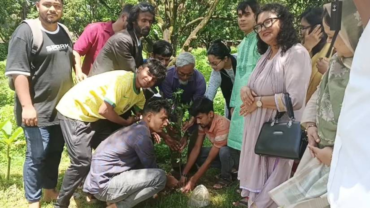 বৃক্ষ রোপণ করছেন ছাত্রদলের নেতাকর্মীরা
