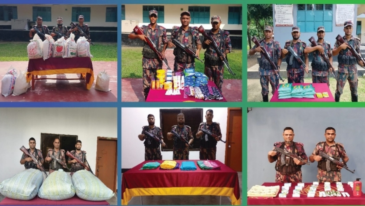 বিজিবি অভিযানে জব্দ করা মাদক ও চোরাই পণ্য