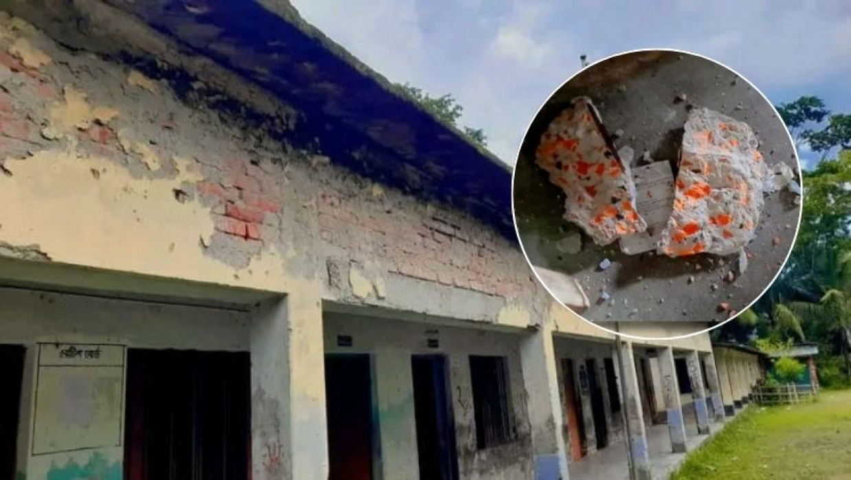 মাদ্রাসা ভবনের খসে পড়া পলেস্তারা 