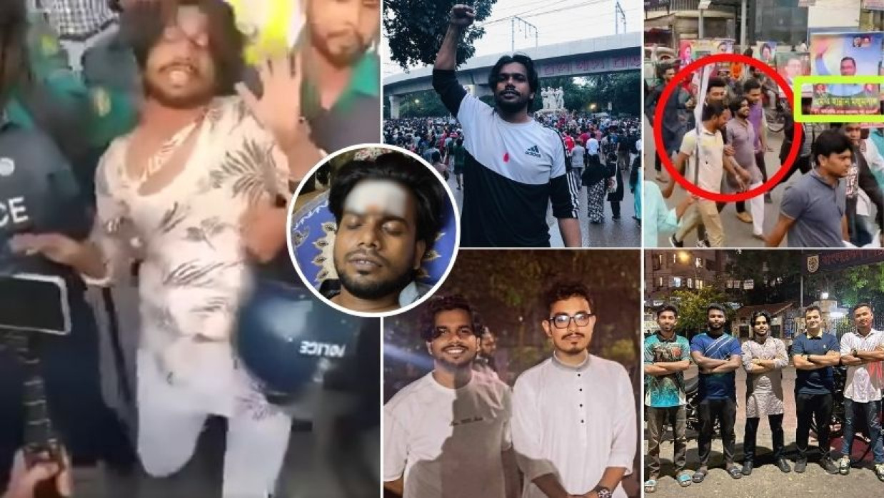 সচিবালয়ের সামনে থেকে জাকির মাহমুদ হাসানকে আটক করে পুলিশ (বাঁয়ে)। বৈষম্যবিরোধী ছাত্র আন্দোলন এবং ছাত্রদল, ছাত্রশিবির ও ছাত্রলীগ নেতাদের সঙ্গে জাকিরের ছবি