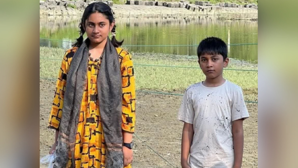 তাহিয়া তাবাসসুম নাদিয়া ও তার ছোট ভাই আরিয়ান আশরাফ নাফি