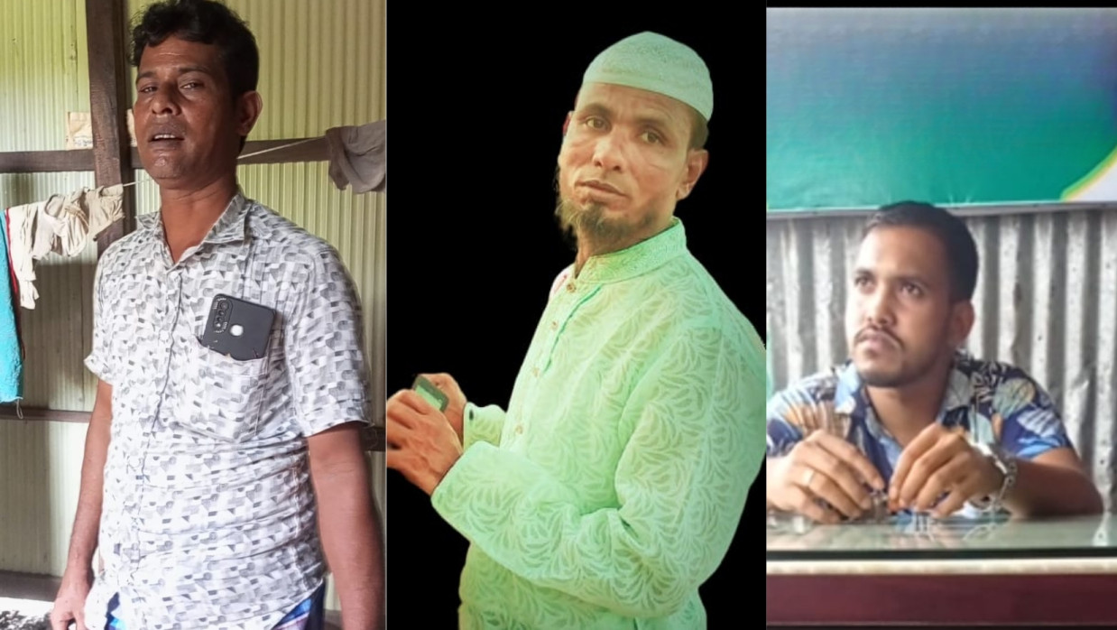 বাম পাশে কৃষক দলের নেতা মাঝখানে ধর্ষণের অভিযুক্ত ব্যক্তি ডান পাশে ছাত্রদল নেতা