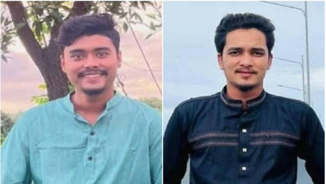 ছাত্রদল সভাপতি মো. আব্দুল আহাদ আরিফ (বামে) ও মো. জুয়েল (ডানে)।