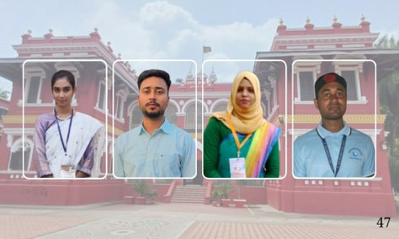 রাবেয়া খাতুন, খালিদ সাইফুল্লাহ, মোছা. সুমাইয়া খাতুন ও রবিউল ইসলাম (বাম থেকে)