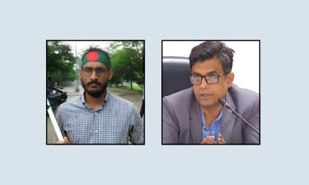 শহীদ আবু সাঈদ এবং প্রেস সচিব বাঁয়ে থেকে
