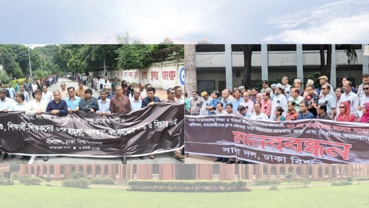 ঢাকা বিশ্ববিদ্যালয় ক্যাম্পাসে নীল দল ও সাদা দলের কর্মসূচি