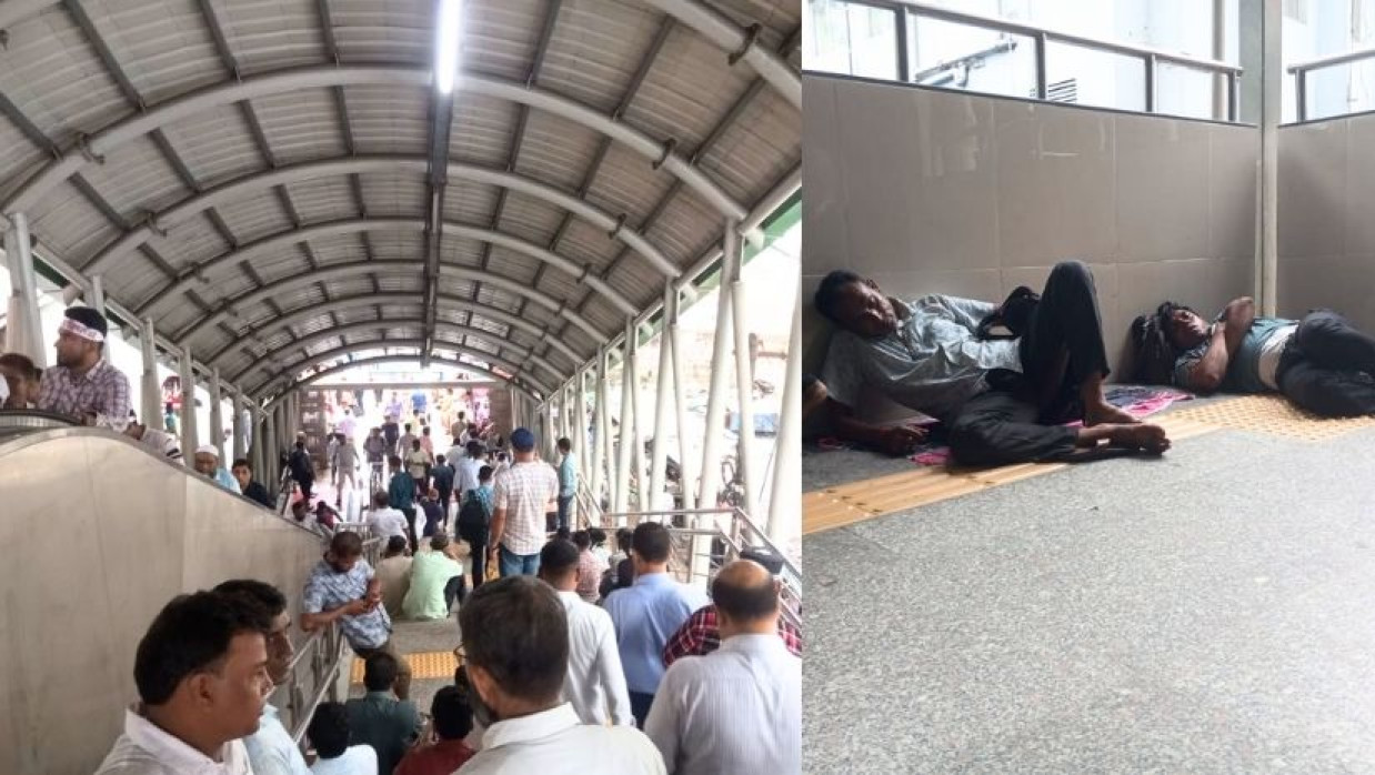 মেট্রোস্টেশনে শুয়ে-বসে সময় পার করছেন শিক্ষকরা