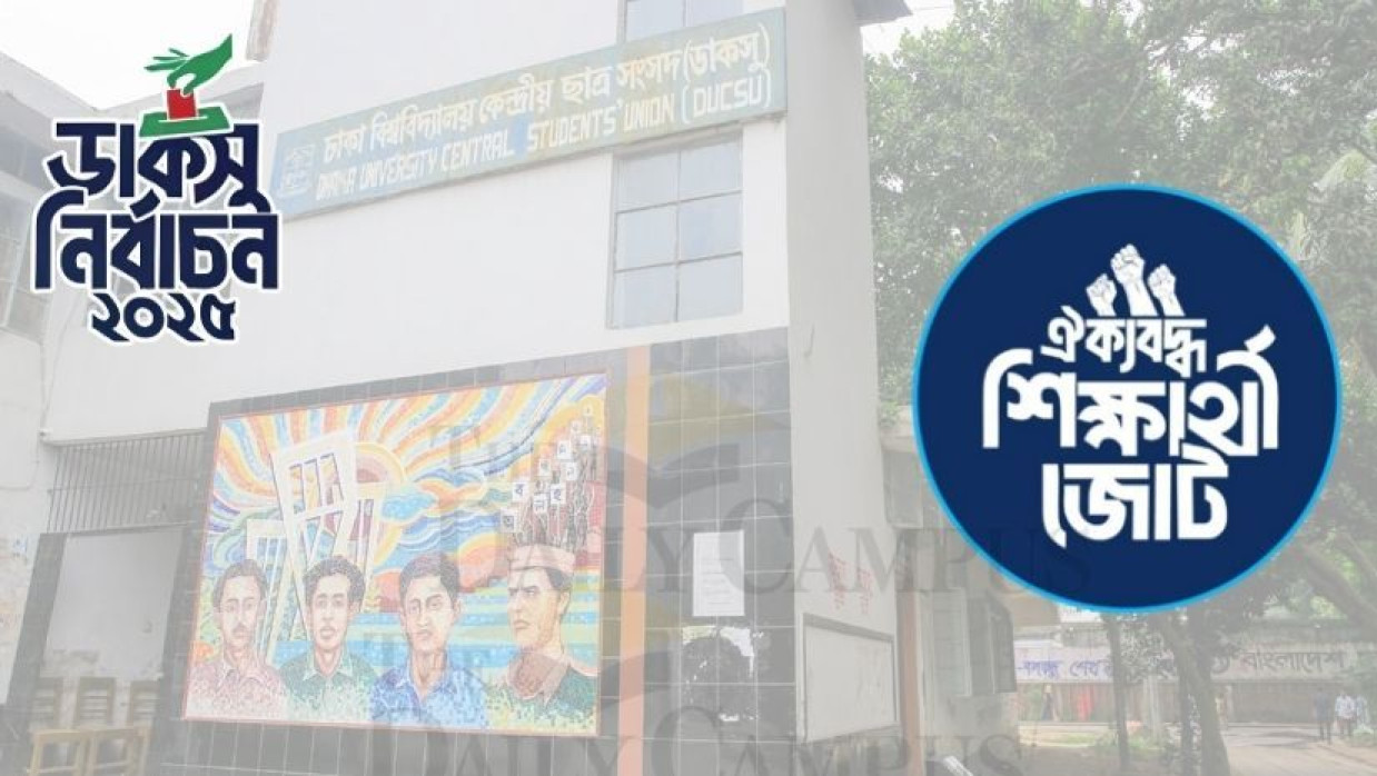 ডাকসু ভবন ও ঐক্যবদ্ধ শিক্ষার্থী জোটের লোগো