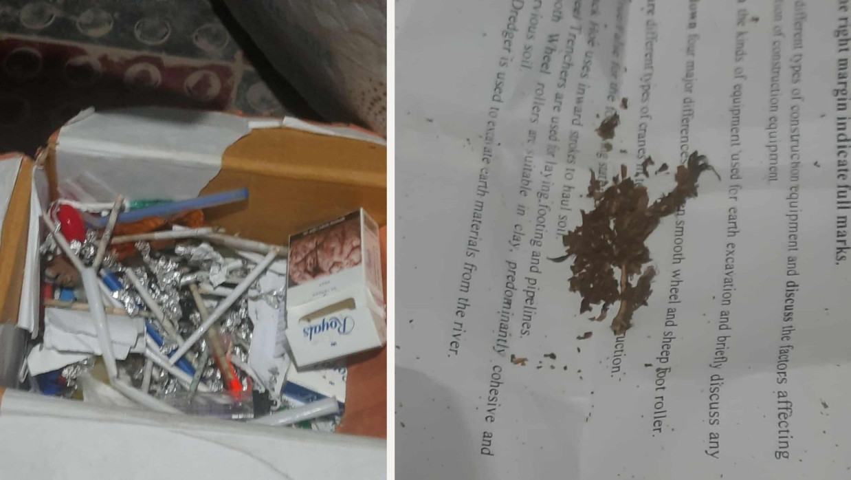 গাঁজা ও নেশাদ্রব্য খাওয়ার সরঞ্জাম উদ্ধার