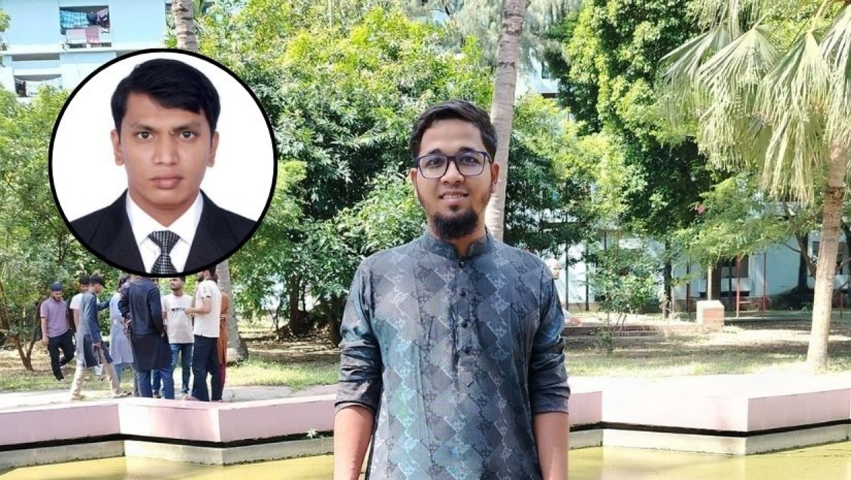 ভুক্তভোগী শিক্ষার্থী ও ভিপি প্রার্থী আবদুল ওয়াহেদ, ইনসেটে জালাল