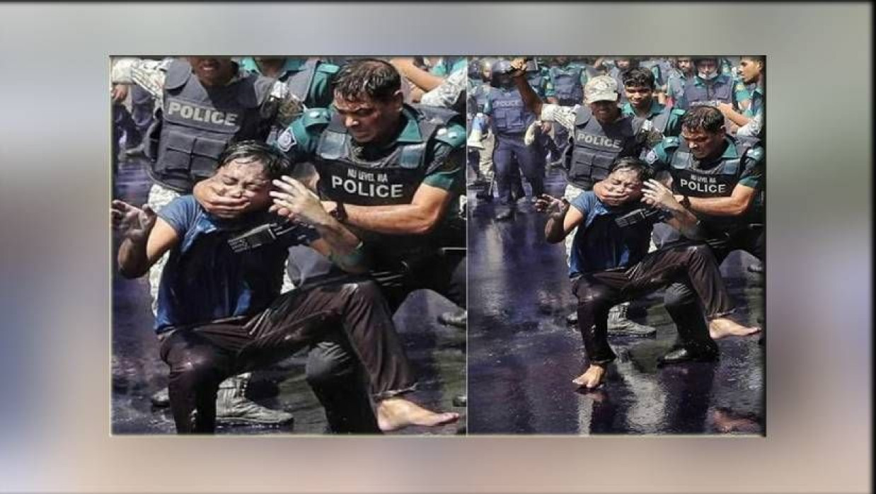  ছাত্রের মুখ চেপে ধরা ছবি