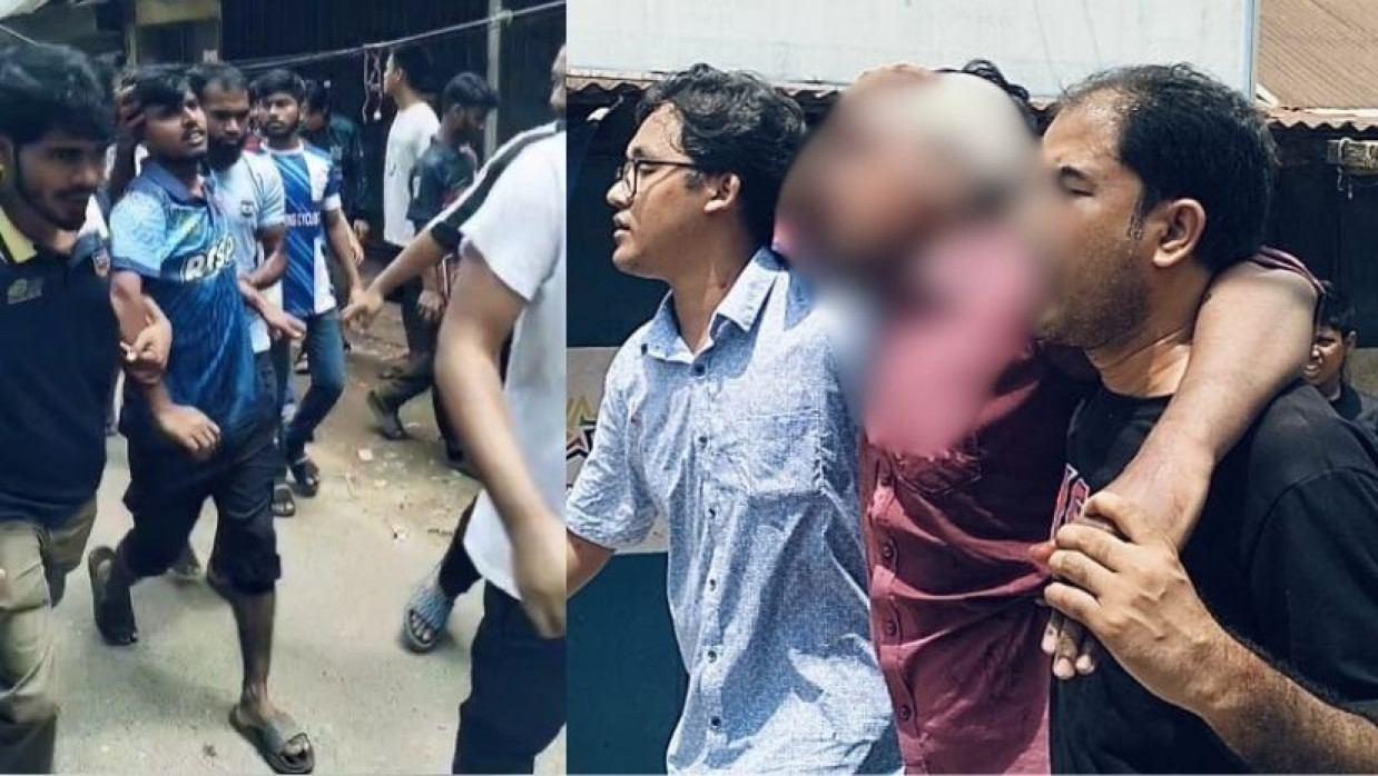 আহত দু’জনকে উদ্ধার করে নিয়ে যাওয়া হচ্ছে