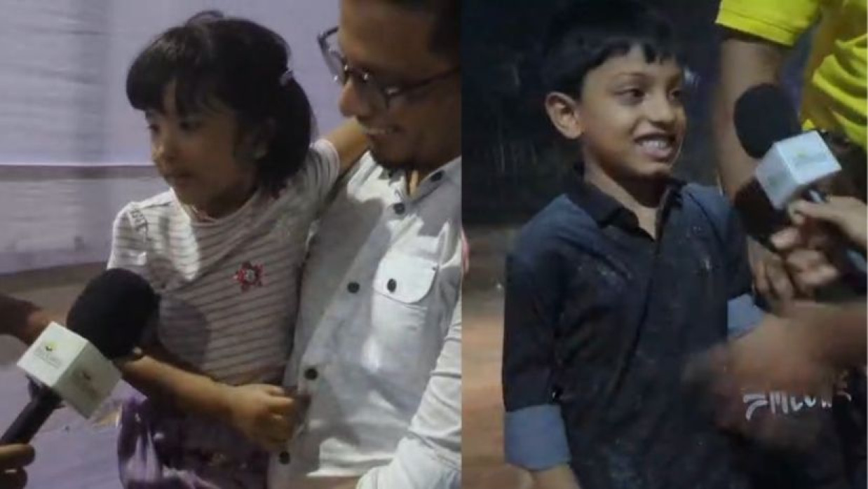 বাংলাদেশের ম্যাচ উপভোগ করা শিশুরা