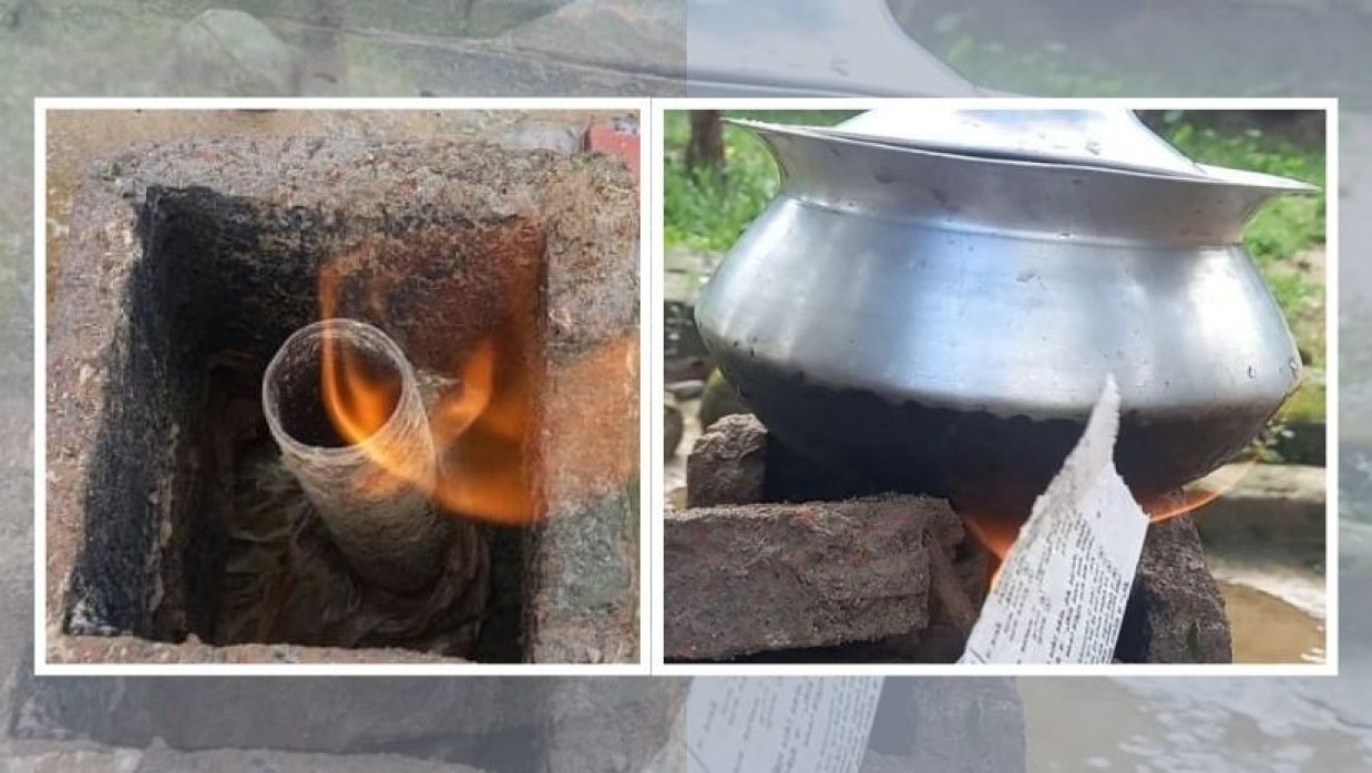 টিউবওয়েলের পাইপ থেকে বের হচ্ছে গ্যাস 