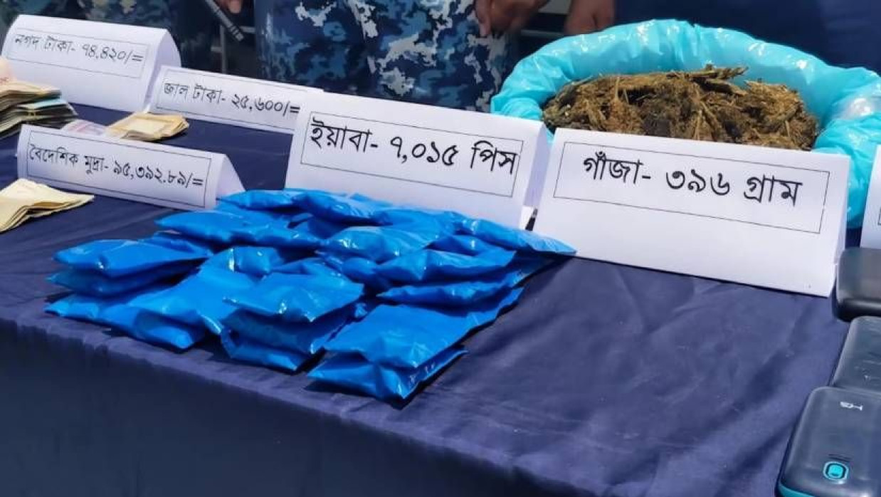 জব্দ করা বিপুল পরিমাণ ইয়াবা, গাঁজা, জালনোট ও বৈদেশিক মুদ্রা
