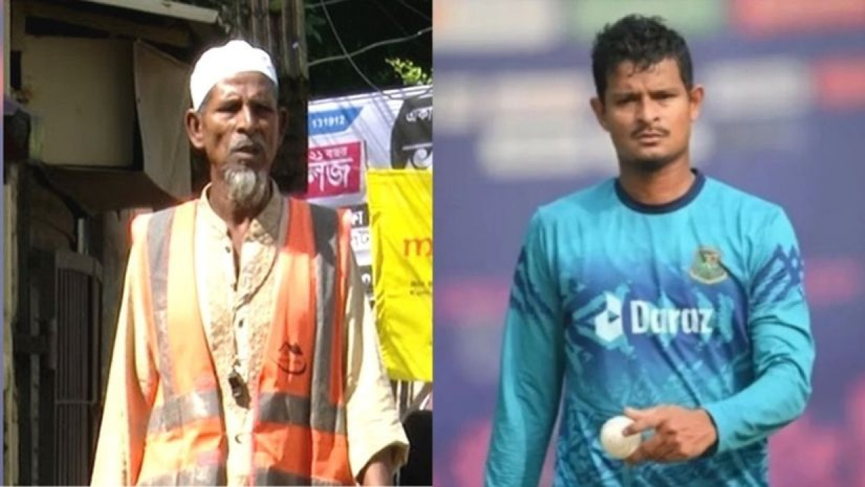 বাবা আক্কাস আলী ও তার ক্রিকেটার ছেলে নাসুম আহমেদ