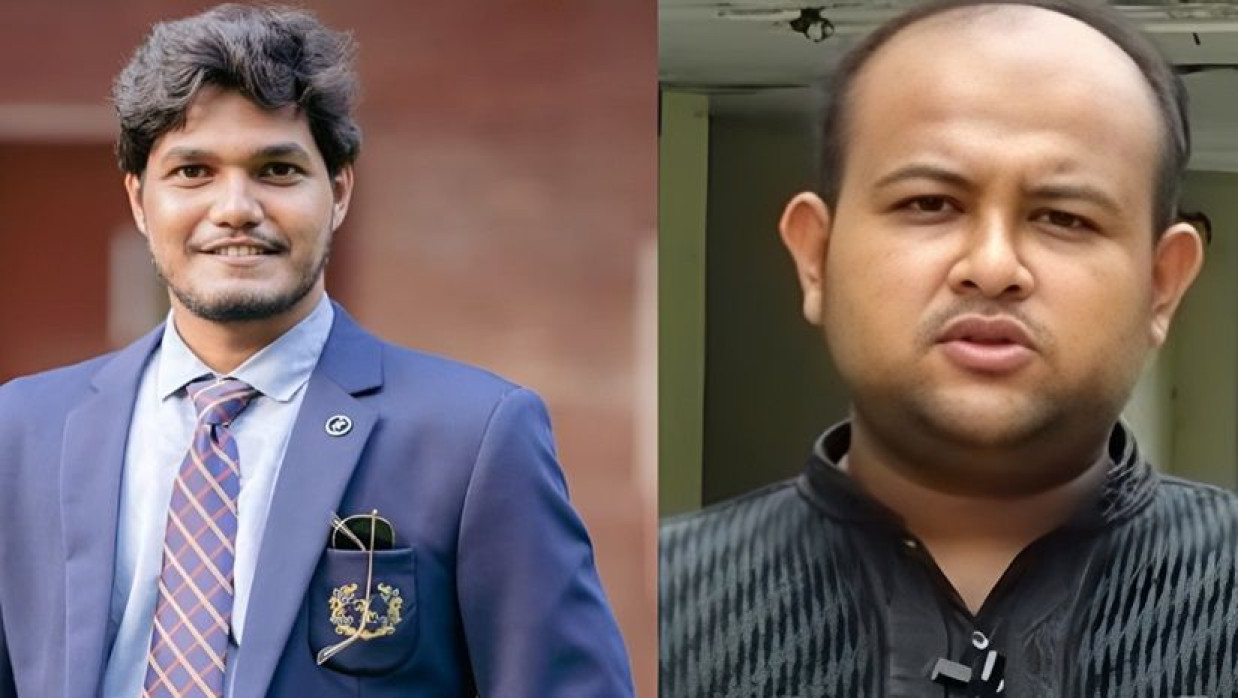 ছাত্রদলের ভিপি প্রার্থী আবিদুল ইসলাম খান ও জিএস প্রার্থী শেখ তানভীর বারী হামিম