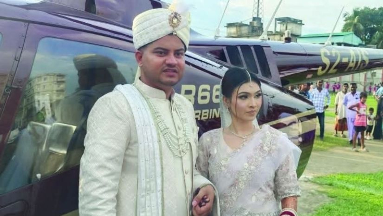 হেলিকপ্টারে নববধূ তুলে আনেন মাহবুব