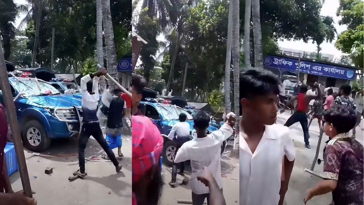 ভাঙ্গা থানায় স্থানীয়দের হামলা