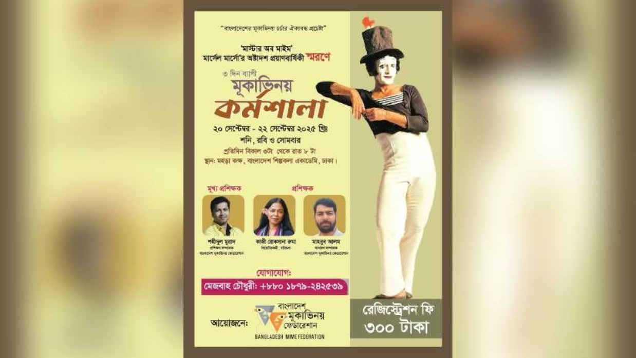 তিনদিনব্যাপী মূকাভিনয় কর্মশালার কর্মশালা