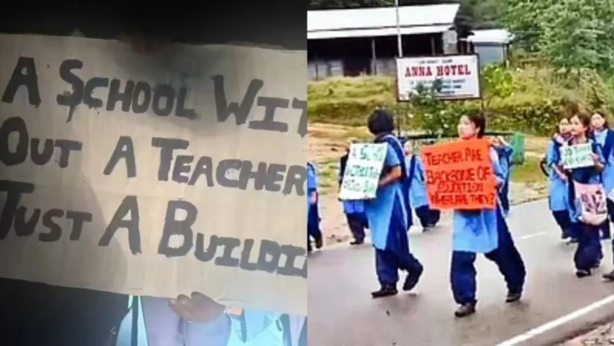 শিক্ষক নিয়োগের দাবিতে ৬৫ কিমি দীর্ঘ পদযাত্রায় অংশ নিয়েছে স্কুল শিক্ষার্থীরা