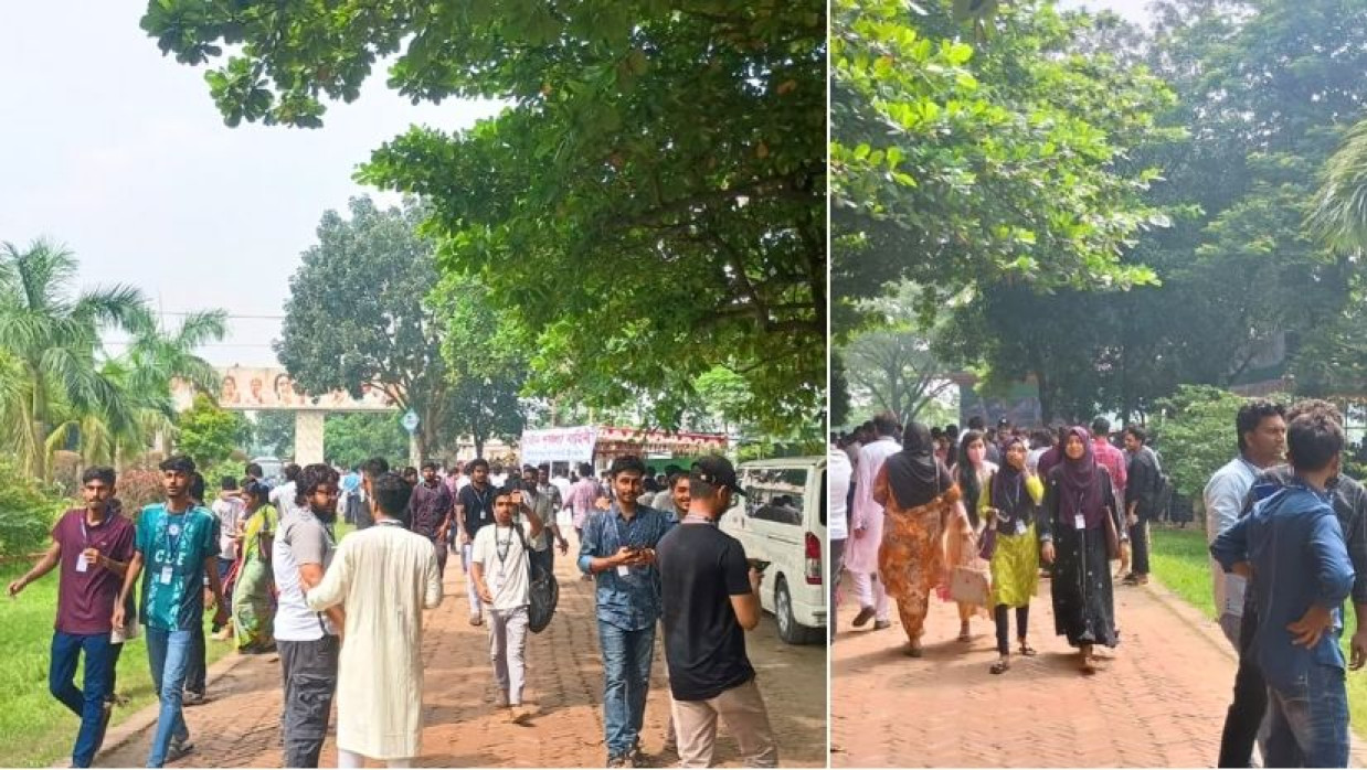 ভোট গণনা শেষে ফলাফলের অপেক্ষা করছেন শিক্ষার্থীরা