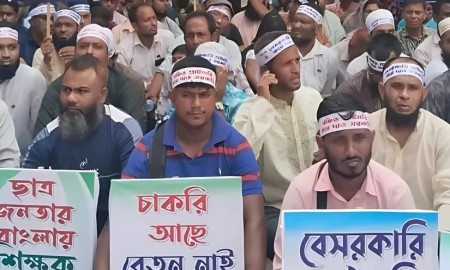 ৫ হাজার প্রতিষ্ঠান জাতীয়করণের দাবিতে প্রেসক্লাবে শিক্ষকদের সমাবেশ