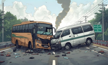 দ্রুতগামী বাসের চাপায় প্রাণ গেল মাইক্রোবাস চালকের